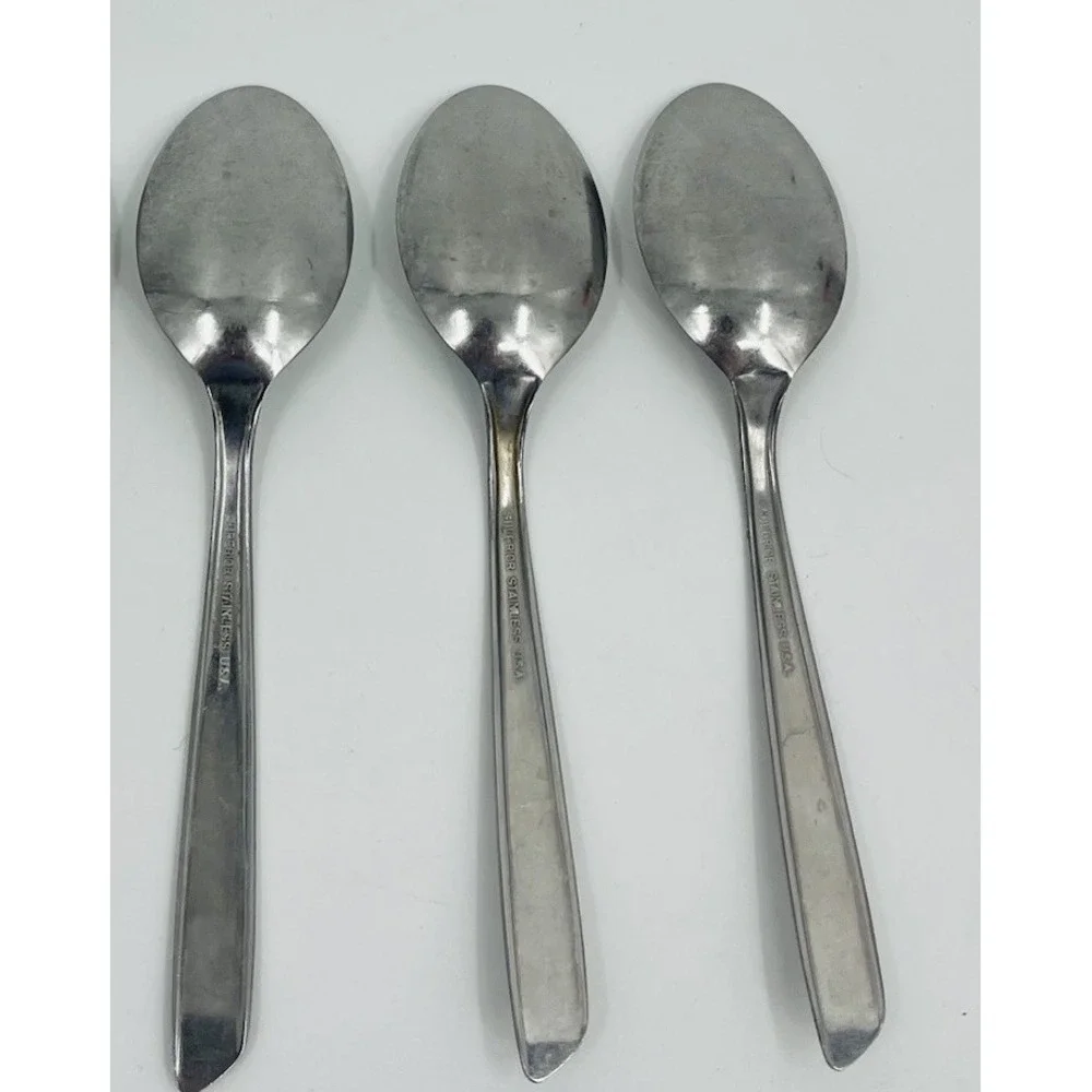Set Of 6 Vintage Superior Stainless Atomic Night Sky Teaspoons MCM USA